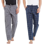 Mens Cotton Regular Fit Checkered Pyjama | Dual Pockets, Comfortable Lounge Pants for Men
