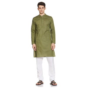 Symbol Men's Cotton Solid Long Kurta Pyjama Set