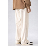 Men Wide Leg Loose Fit Trousers with Elastic Waist & Drawstring for Men – Korean Style Relaxed Straight Casual Pants, Comfortable Lounge Travel Street