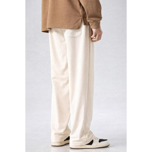 Men Wide Leg Loose Fit Trousers with Elastic Waist & Drawstring for Men – Korean Style Relaxed Straight Casual Pants, Comfortable Lounge Travel Street