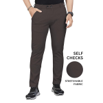 Regular Fit Trousers for Men | Cotton Blend Fabric | Self-Design Mid-Rise Bottoms | Formal & Everyday Wear Pants