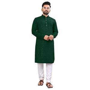 Men’s Printed Pure Rayon Kurta with Mandarin Collar, Full Sleeves, Straight Fit Traditional Ethnic Wear