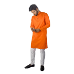 Men's Cotton Blend Solid Kurta pyjama set with Full Sleeves, Regular Fit, Pajama included in package