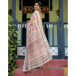 Women's Cotton Linen Printed Saree with Unstitched Blouse Piece