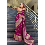 Women's Pure Kanjivaram Silk Saree Soft Design With Blouse Piece For Wedding