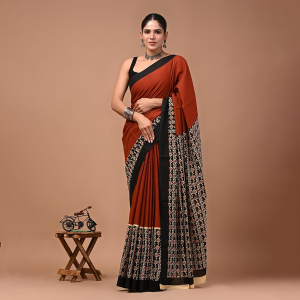 Crafts Moda Mulmul Cotton Saree for Women with Blouse Piece, Lightweight sari