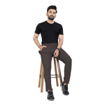 Regular Fit Trousers for Men | Cotton Blend Fabric | Self-Design Mid-Rise Bottoms | Formal & Everyday Wear Pants