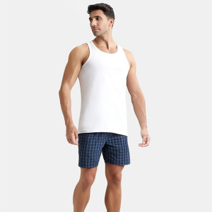 Men's Super Combed Cotton Round Neck Sleeveless Vest with Extended Length for Easy Tuck