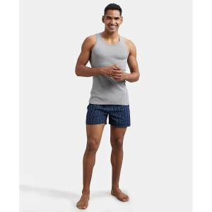 Men Super Combed Cotton Rib Round Neck Sleeveless Vest Regular Fit